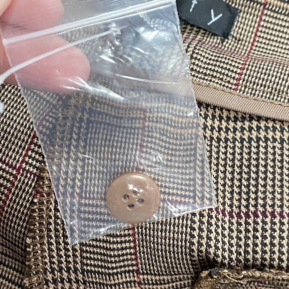 Ninety Women's Sz 4 Brown Fall Plaid Houndstooth Straight Leg Trousers Pants - Picture 14 of 16